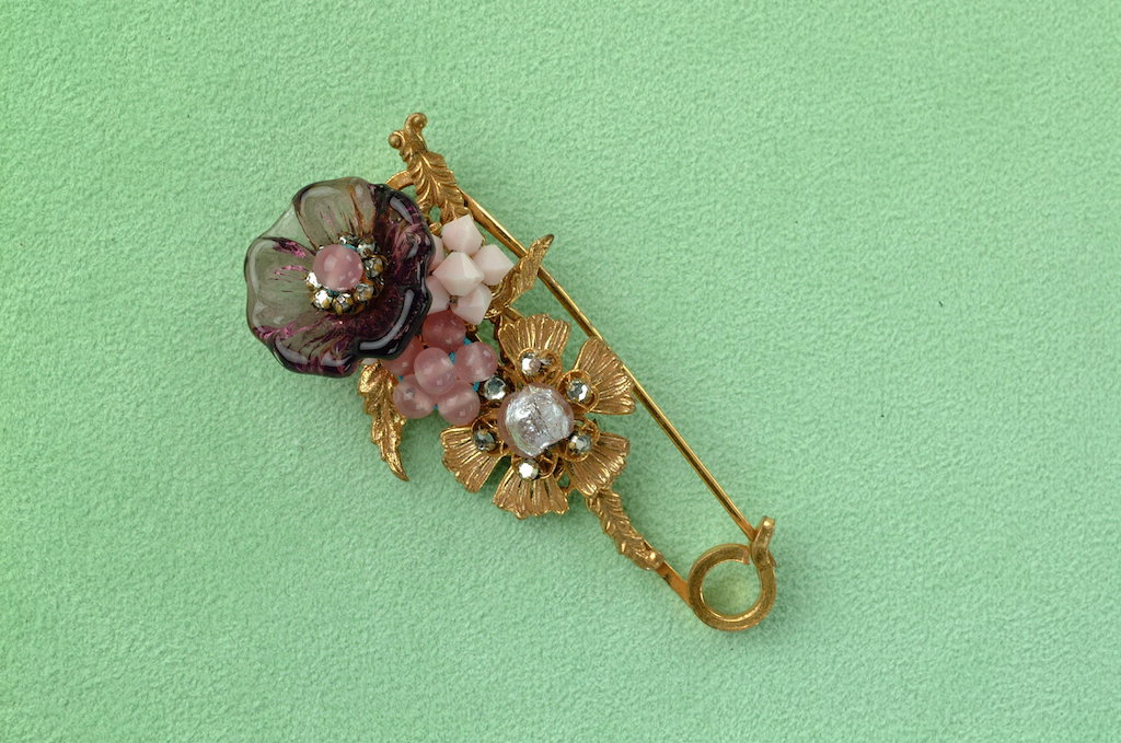 Miriam Haskell Vintage Purple Floral Pin Brooch - Sakura Antiquités